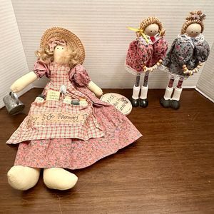 Vintage Interior Accent & Magic Creations Dolls Fabric Lady Gardener & Figures